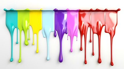 Rainbow-colored paint dripping on a white background