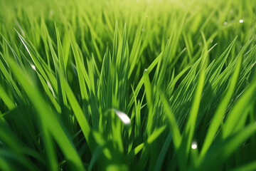 Fototapeta na wymiar Close Up of a Green Grass Field