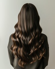Fototapeta premium Back view of a girl with shiny, long hair.