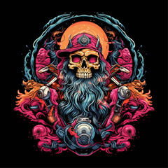 illustration vector design Occult artistry Mystical Skulls in Darkness for graphic design tshirt, tattoo, sticker, wallpaper, poster or any purposes v2