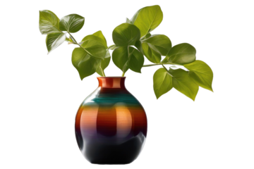 a high quality stock photograph of a single beautiful multi color vase, isolated on transparent background