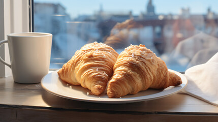 Two croissants on a plate