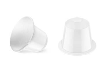 Coffee capsule mockup. Vector illustration on white background. Easy to use for presentation your product, idea, design. EPS10.	