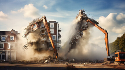 Two Demolition cranes