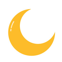 Crescent Moon Icon in Cute Cartoon Vector Illustration