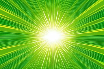 Starburst cartoon comic background. Pop art pattern with radial rays effect. Vector sun light green wallpaper with halftone. Abstract anime explosion. Vintage manga backdrop