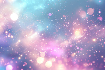 Abstract background in pastel colors with glitter and bokeh, space imitation. Magic background with...