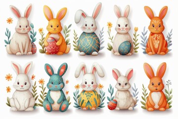 Happy Easter Eggs Basket Botanical. Bunny in apricot flower Garden. Cute 3d cherry blossom easter rabbit illustration. Easter easter bunny card card wallpaper calla lilie