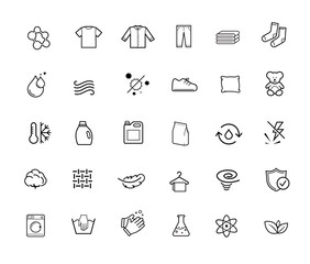 Fototapeta premium Set icons for recycling, utilisation textile clothing. The outline icons are well scalable and editable. Contrasting vector elements are good for different backgrounds. EPS10.