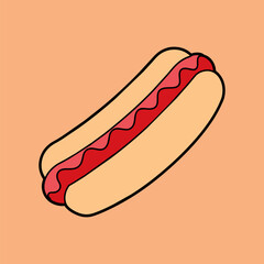 A hot dog in line art vector