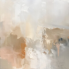 Abstract natural background in light brown and beige colors. The texture of strokes and drips of paint and palette knife. Square scenic grunge painting.