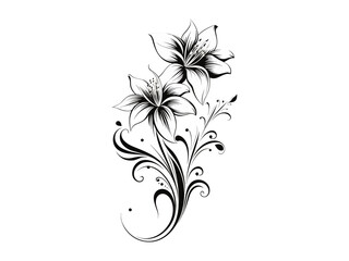 Beautiful minimalist flower illustration art.