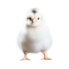 Fototapeta premium Cute isolated white chick on transparent background. Front view