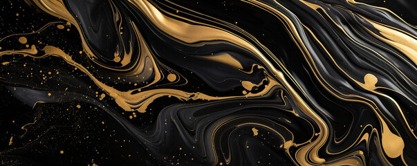 Swirling pigmented paint with delicate metallic accents creates a modern and sophisticated illusion of liquid marble in motion.