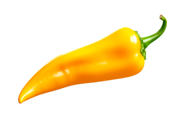 a yellow pepper with a green stem