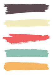 Collection of coloured grunge brush strokes