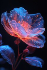Neon flowers portraits, artists explore the intersection of nature and technology, resulting in mesmerizing visual experiences, for background
