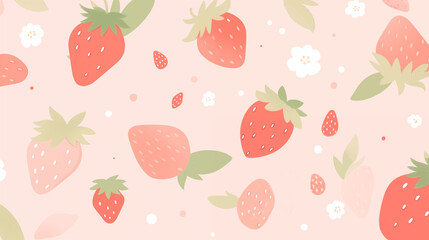 いちごの可愛いピンクの壁紙素材