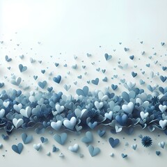 blue paper hearts Romantic love background