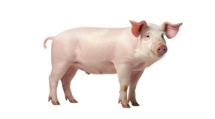 a pig standing on a white background