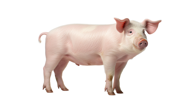 a pig standing on a white background
