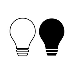 Black and white Light Bulb Flat Icon