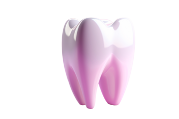 a white tooth on a purple background