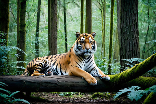 Tiger in the Forest With Cinematic Scene