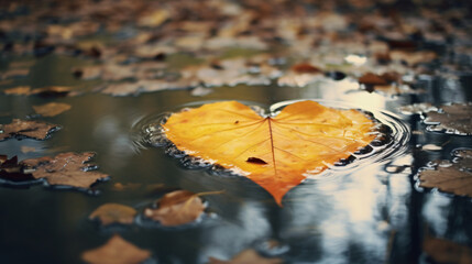 Yellow heart leaf in water