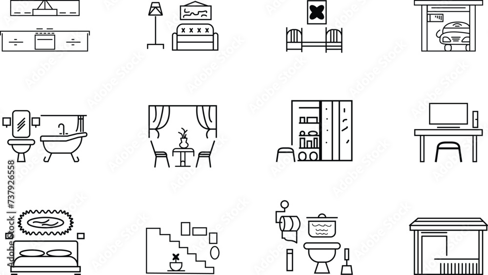 Wall mural Home decoration icons collection vector illustration graphics.