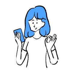 スマホを見てOKする女性