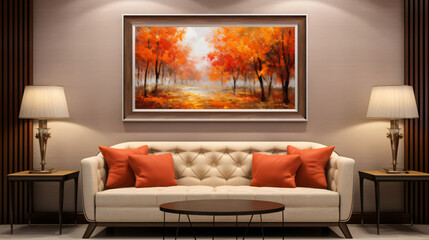 Framed painting on the wall - landscape.