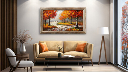 Framed painting on the wall - landscape.