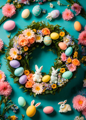 Obraz na płótnie Canvas beautiful Easter wreath decor. Selective focus.