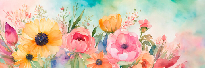 flowers watercolor drawing for mother's day. Selective focus.