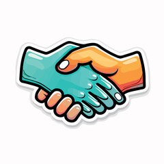 Hand shake in cartoon, doodle style. Image for t-shirt, web, mobile apps and ui. Isolated 2d vector illustration in logo, icon, sketch style, Eps 10. AI Generative