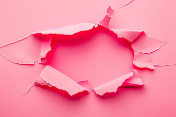 Pink Wrapping Paper with Hole on white background.