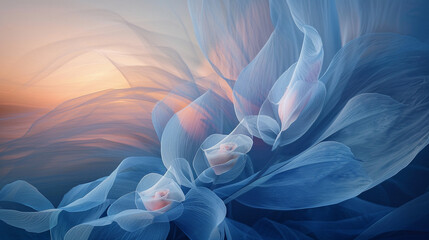 
abstract image with flowers, evoking calm - obrazy, fototapety, plakaty