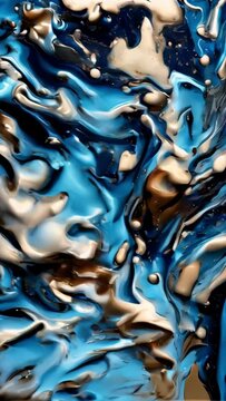 4k verticle video animation of Abstract marble wallpaper background, luxury marble texture gold, and blue tone