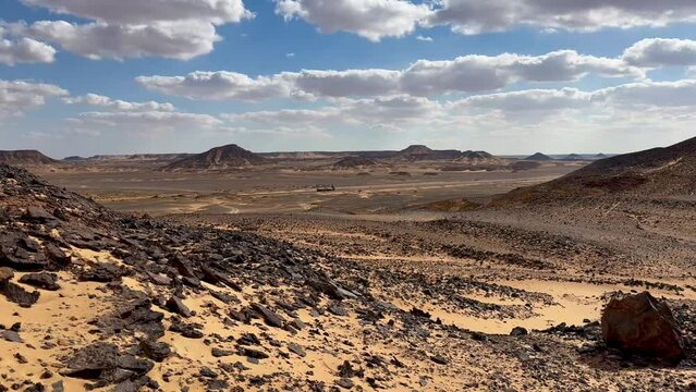 Landscape of the black desert in Egypt