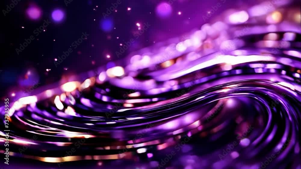Poster purple abstract background with shining stars lights. the endless whirling of lights in outer space.