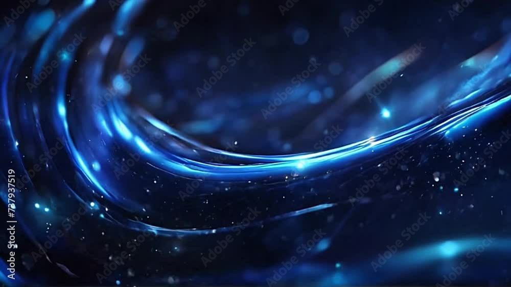 Poster blue abstract background with shining stars lights. the endless whirling of lights in outer space.