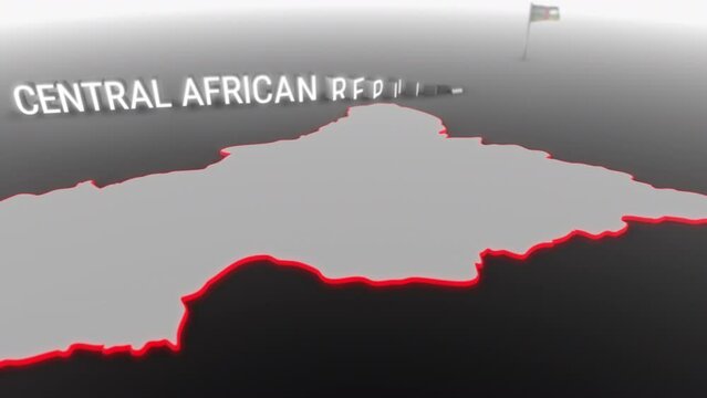 3d animated map of Central African Republic gets hit and fractured by the text “Inflation”