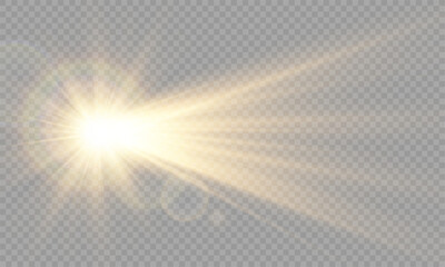 Light Vector with Sun Glare. Sun, Sunrays, and Glare in PNG Format. Gold Flare and Glare.	
 - obrazy, fototapety, plakaty