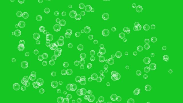 Soap bubbles stream motion graphics with green screen background