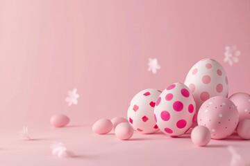 Happy Easter Eggs Basket heartwarming thought. Bunny in Rose Silk flower Garden. Cute 3d spirited easter rabbit illustration. Easter print space card wallpaper Summer bloom