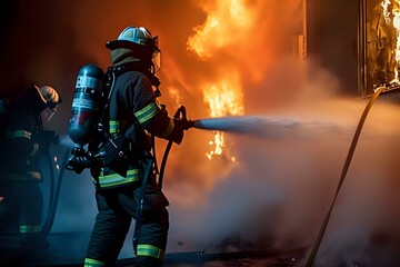 fireman at work. Generative AI