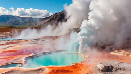 geyser in park national park - obrazy, fototapety, plakaty