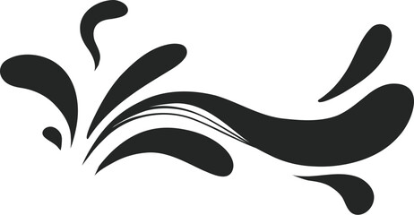 Black water splash. Abstract wet splatter drop for tattoo design, river wave ripple stain splash simple marine environment doodle. Vector isolated. Different dirt or ink shape