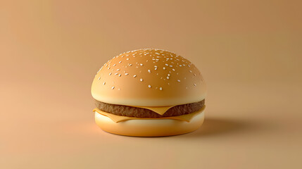 Tasty cheeseburger on biege background